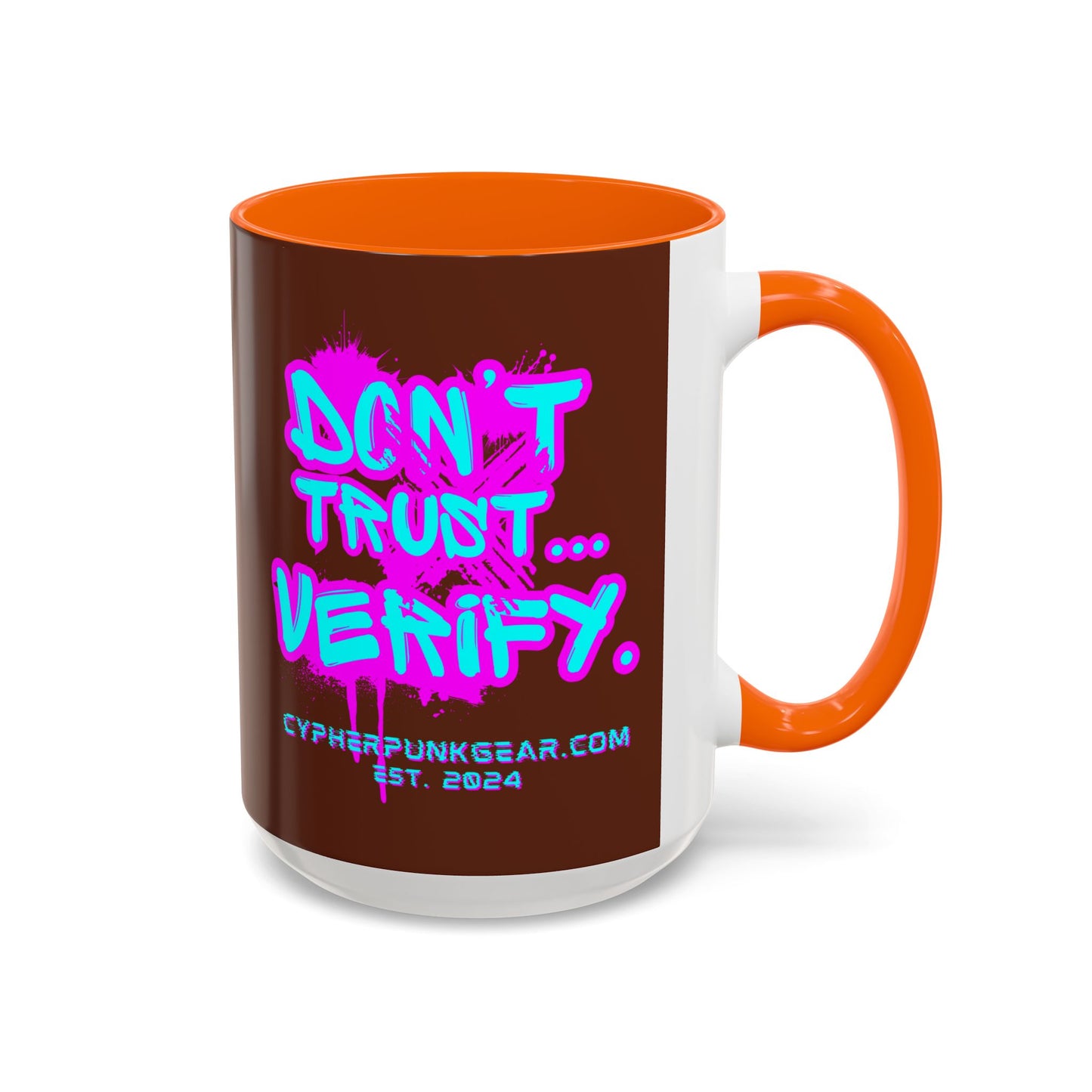 Don't Trust...Verify. Brown Accent Mug by cypherpunkgear.com