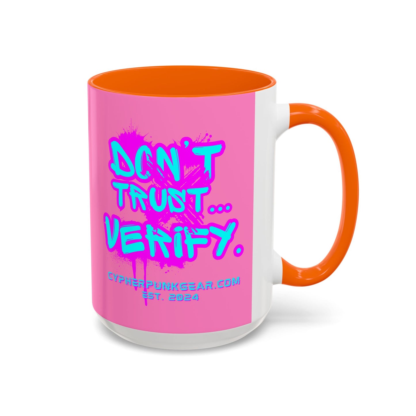 Don't Trust...Verify. Light Pink Accent Mug by cypherpunkgear.com