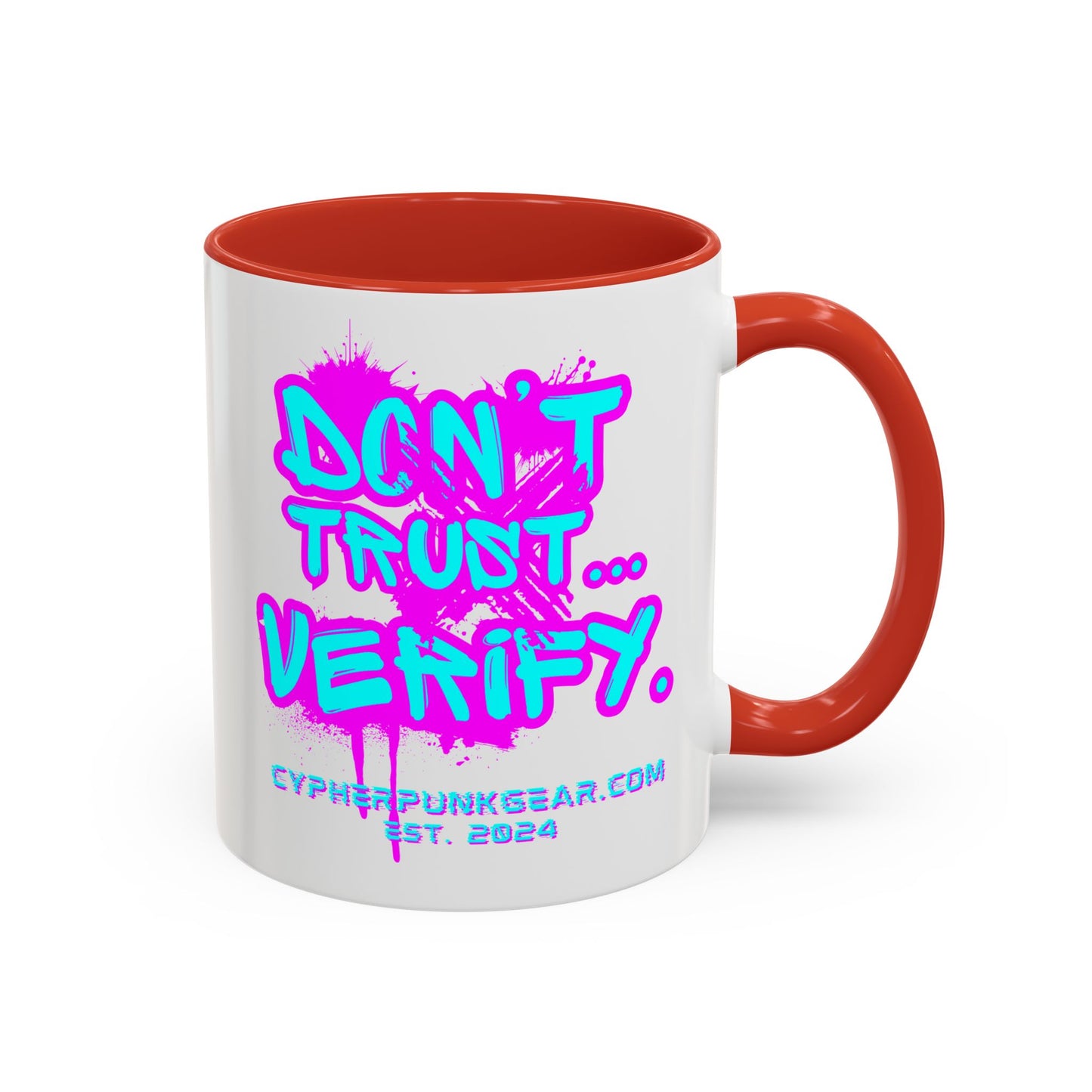 Don't Trust...Verify. White Accent Mug by cypherpunkgear.com
