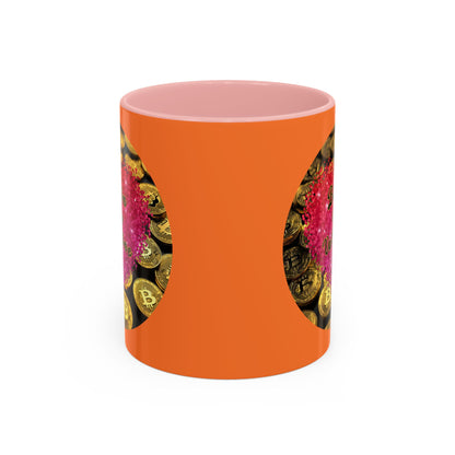 Bitcoin is My Valentine Orange Accent Mug by cypherpunkgear.com