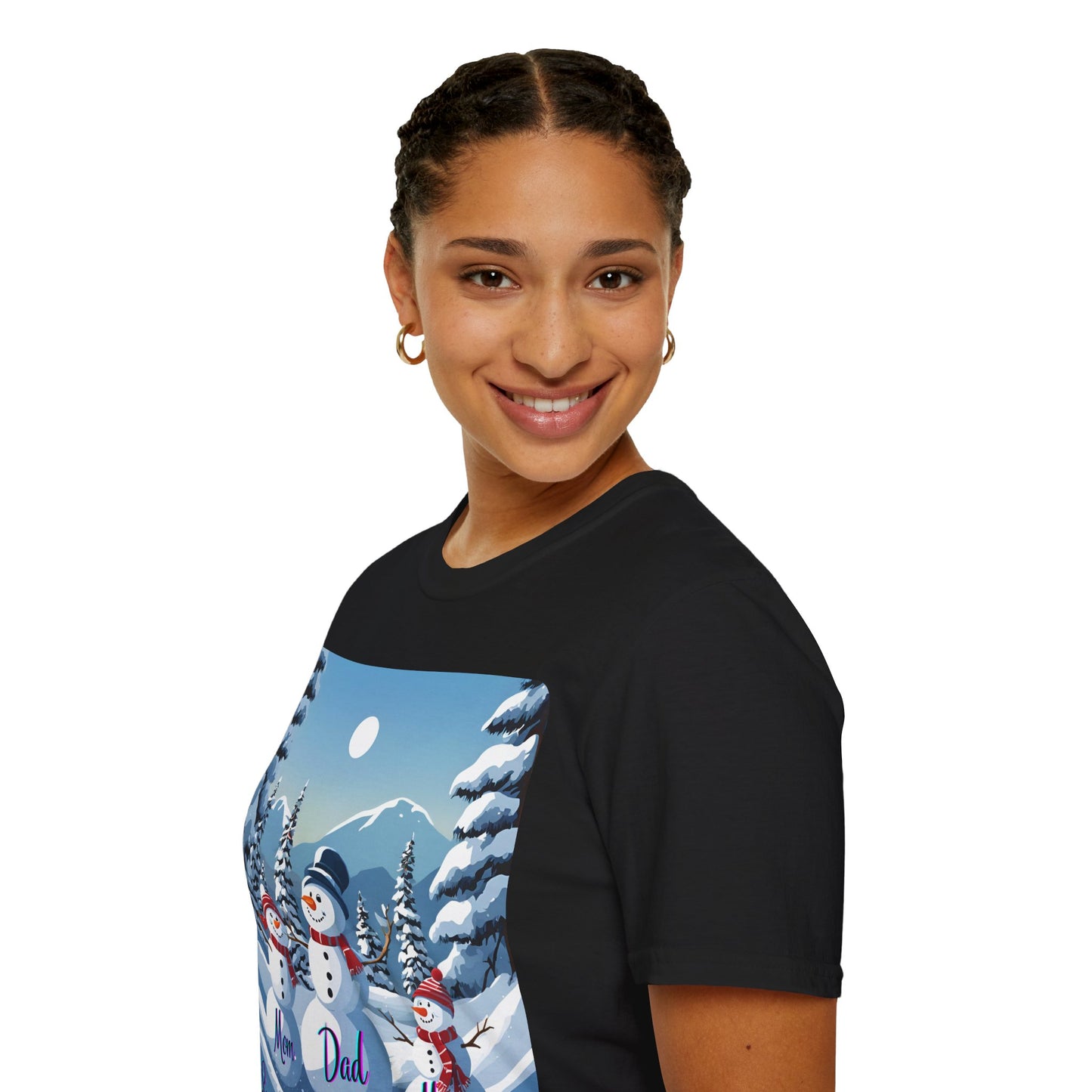 Snowman Family of 3 Dark colors Unisex T-Shirt by cypherpunkgear.com