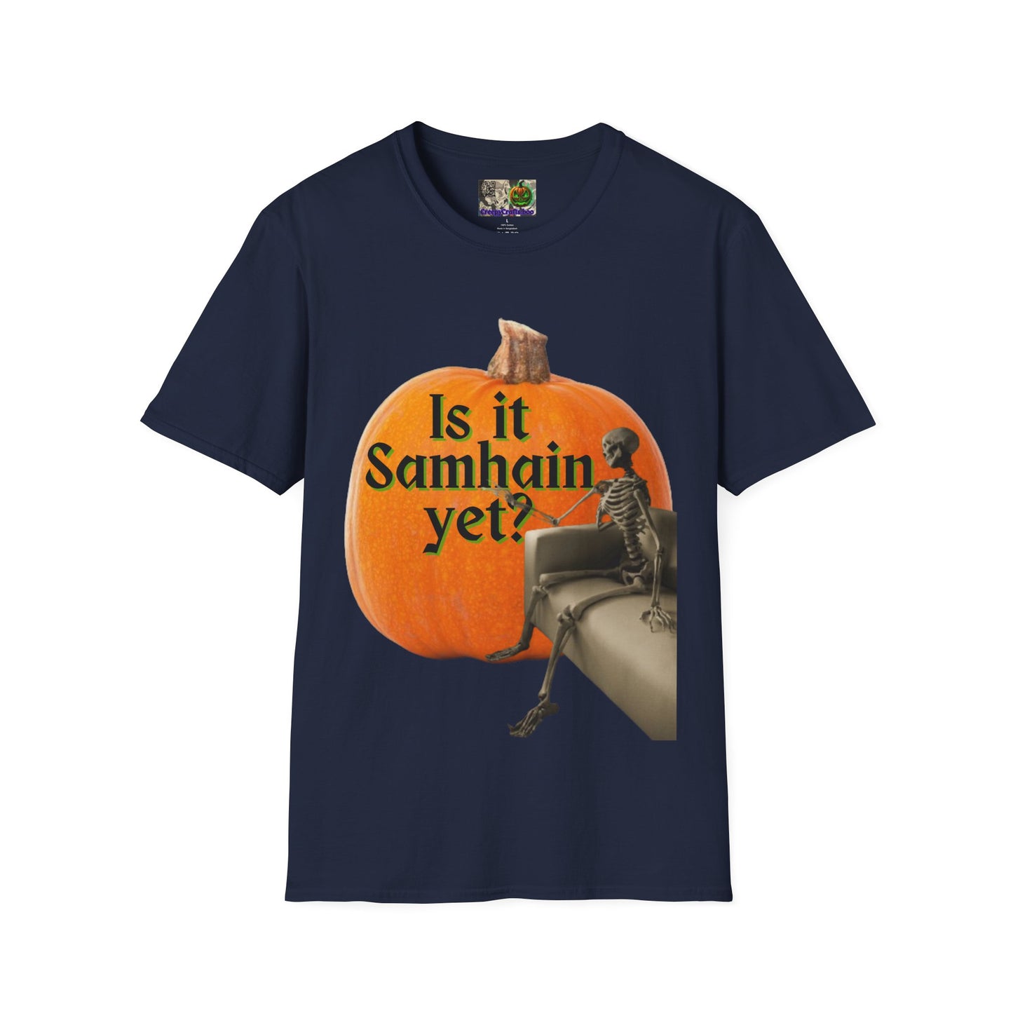Is It Samhain Yet? Skeleton's Giant Pumpkin Dark colors Unisex T-Shirt by CreepyCrafts.boo