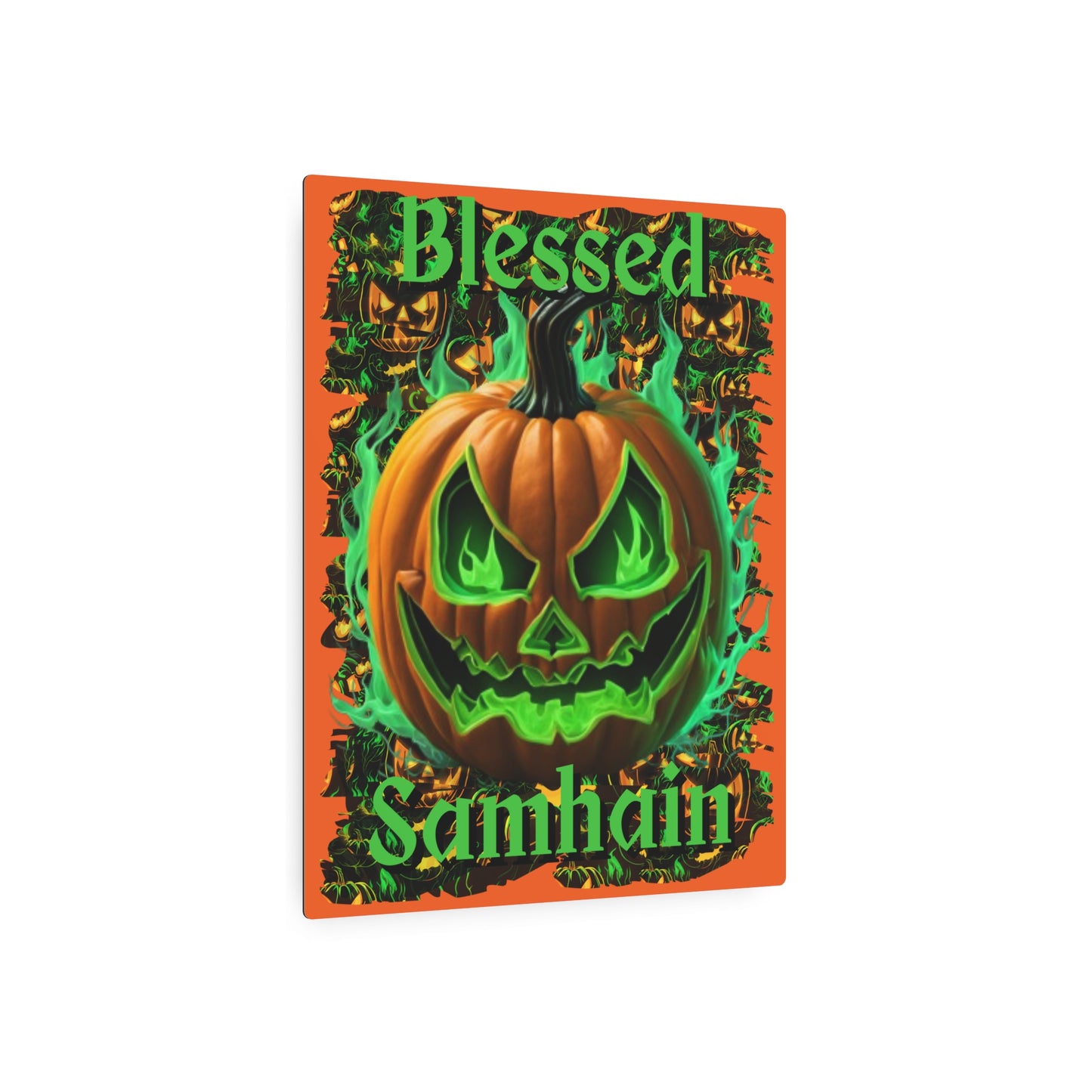 Blessed Samhain Green Jack Metal Art Sign by CreepyCrafts.boo