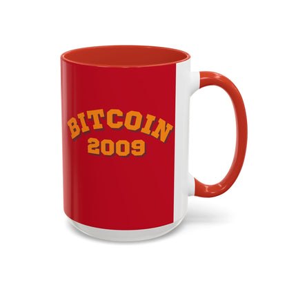 Bitcoin 2009 Red Accent Mug by cypherpunkgear.com