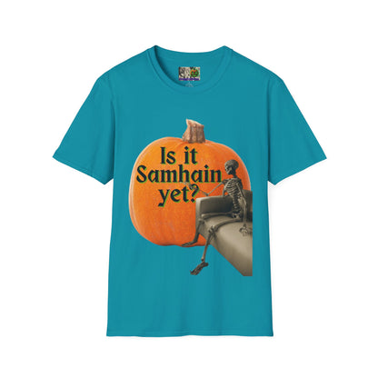 Is It Samhain Yet? Skeleton's Giant Pumpkin Dark colors Unisex T-Shirt by CreepyCrafts.boo