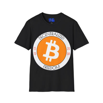 Bitcoin Decentralized Freedom Dark colors Unisex T-Shirt by cypherpunkgear.com