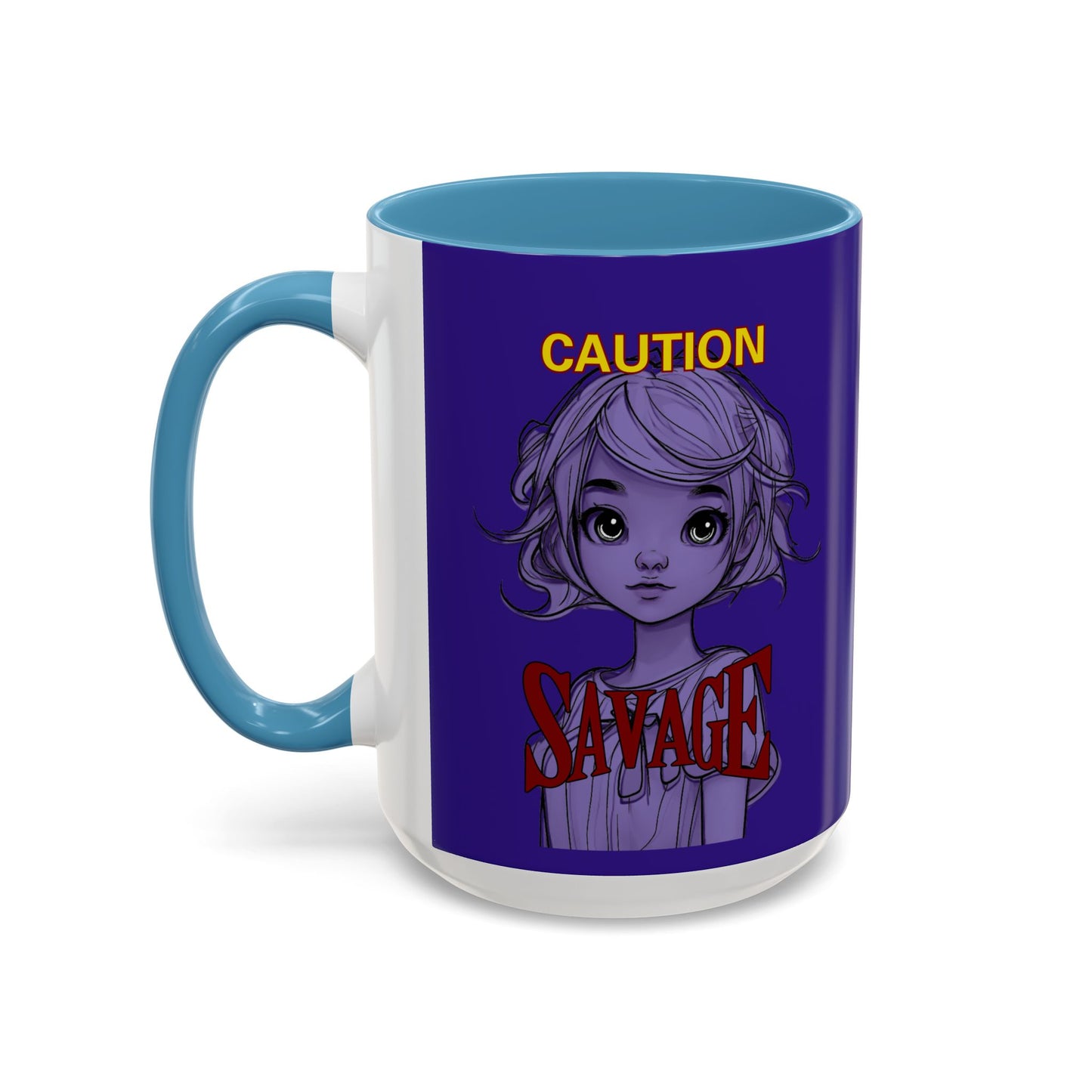Caution, Savage Dark Purple Accent Mug by cypherpunkgear.com