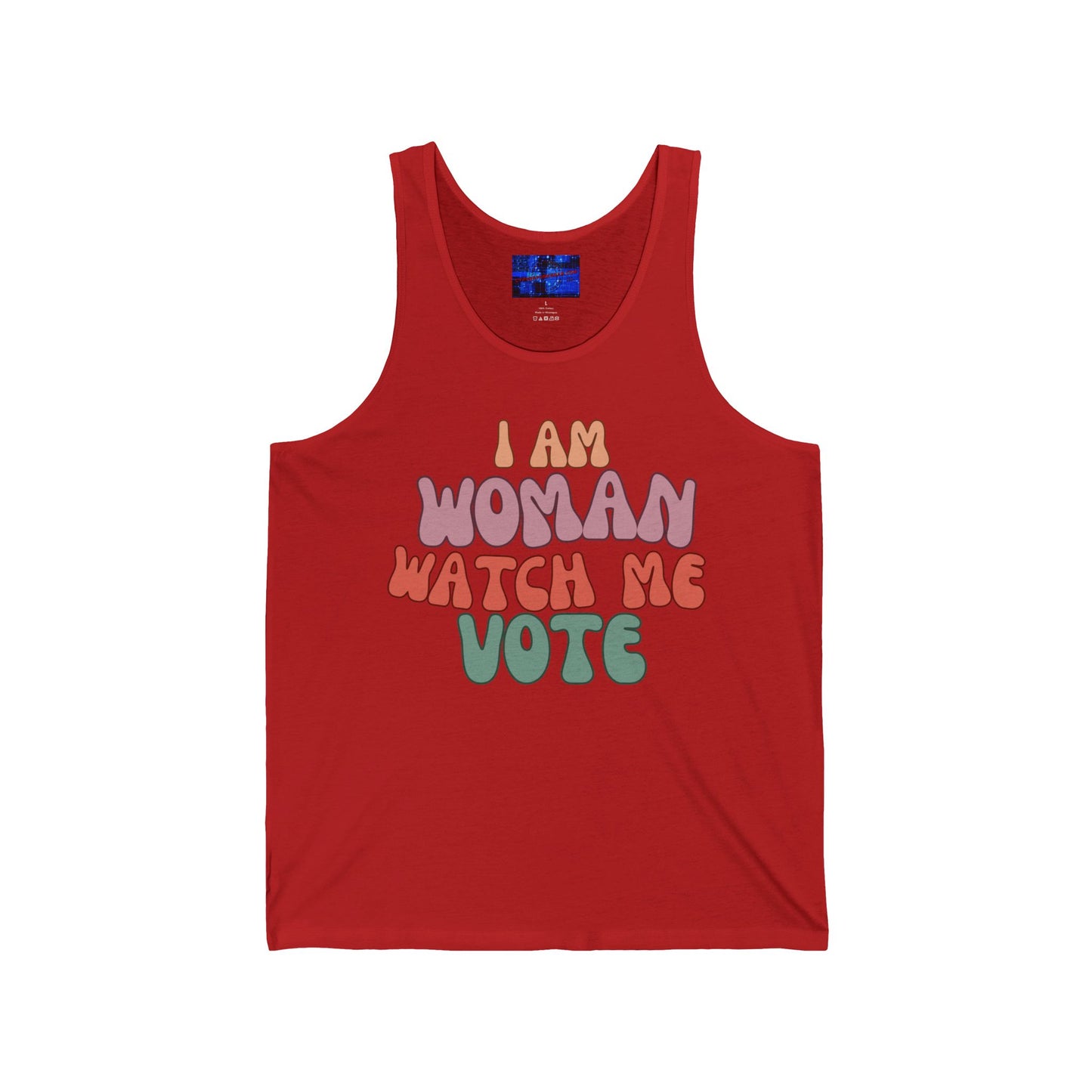 I Am Woman Watch Me Vote Unisex Jersey Tank Top by cypherpunkgear.com