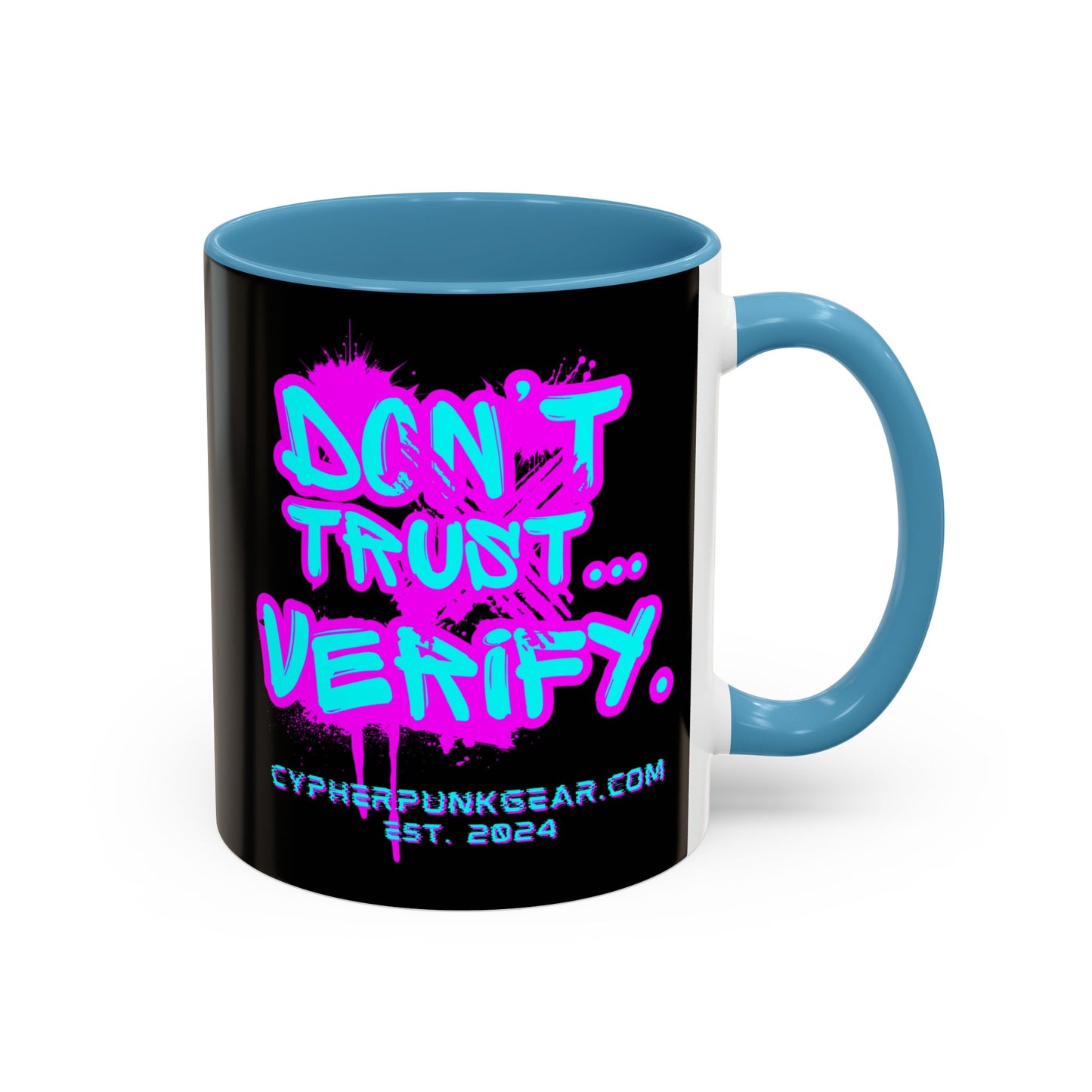 Don't Trust...Verify. Black Accent Mug by cypherpunkgear.com