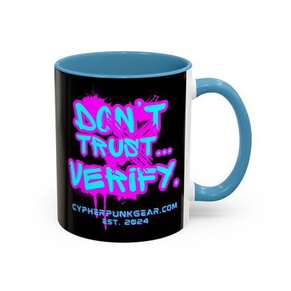Don't Trust...Verify. Black Accent Mug by cypherpunkgear.com