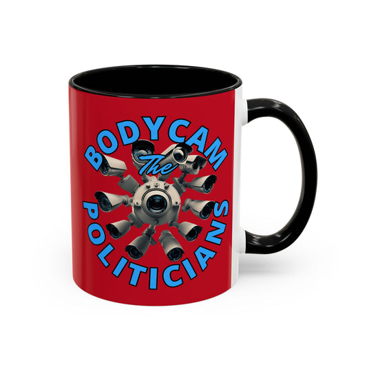 Bodycam the Politicians Cameras Red Accent Mug by cypherpunkgear.com