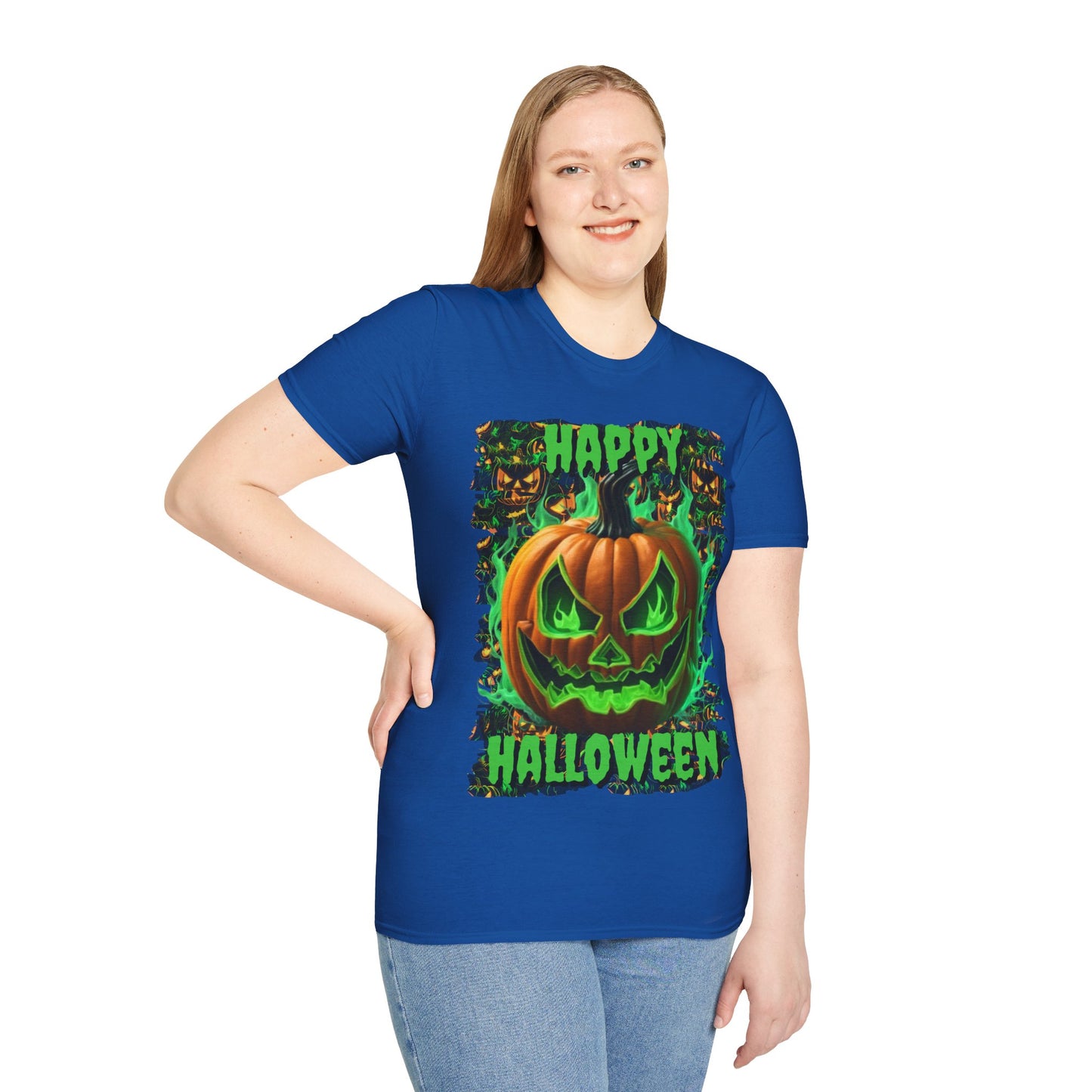 Happy Halloween Green Jack Dark colors Unisex T-Shirt by CreepyCrafts.boo