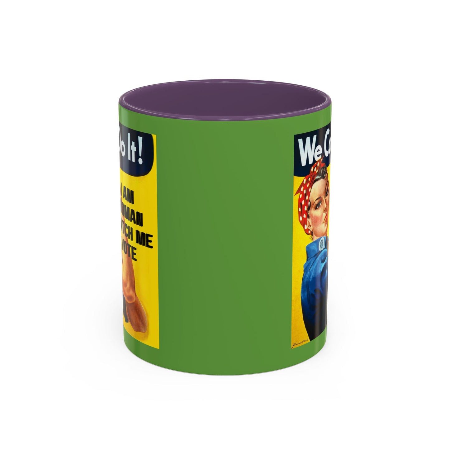 I Am Woman Watch Me Vote Rosie Green Accent Mug by cypherpunkgear.com