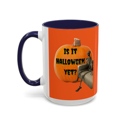 Is it Halloween yet? Skeleton's Giant Pumpkin Orange Accent Mug by CreepyCrafts.boo