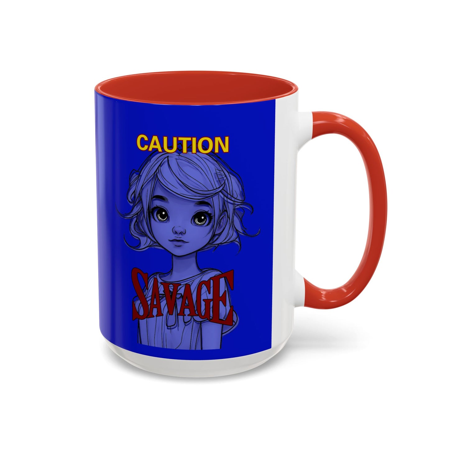 Caution, Savage Dark Blue Accent Mug by cypherpunkgear.com