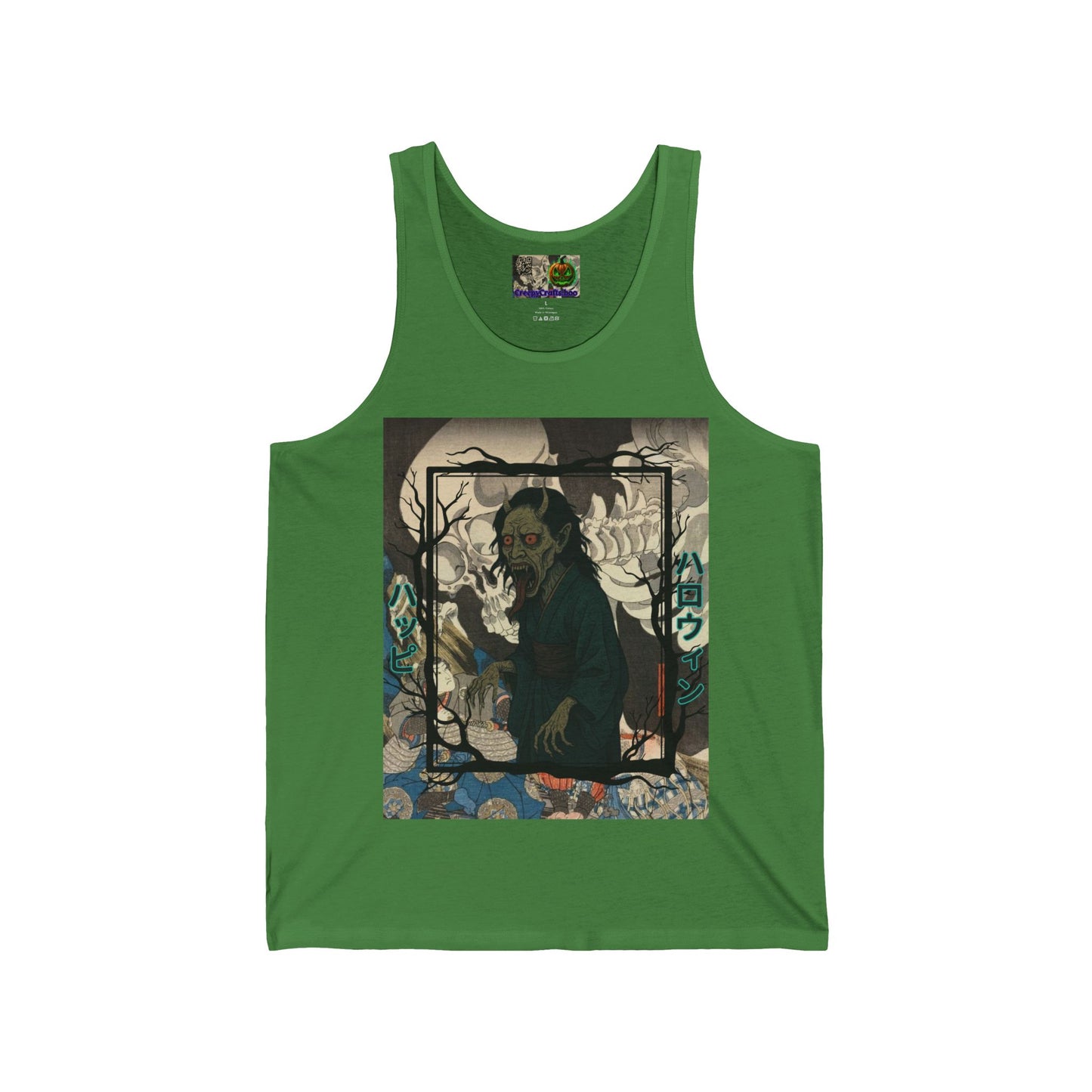 Yōkai Happy Halloween Unisex Jersey Tank Top by CreepyCrafts.boo