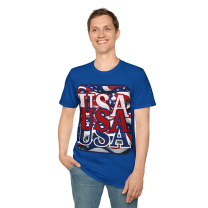 RED White and Blue USA Patriot DKcolors Unisex T-Shirt by cypherpunkgear