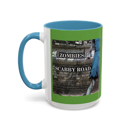 2-sided, Scabby Road Green Accent Mug by CreepyCrafts.boo