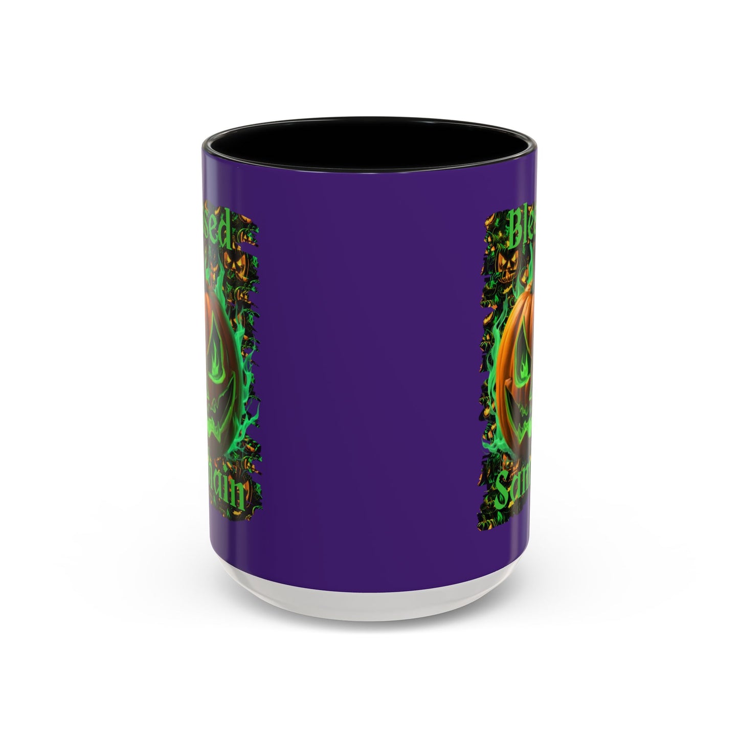 Blessed Samhain Green Jack Purple Accent Mug by CreepyCrafts.boo