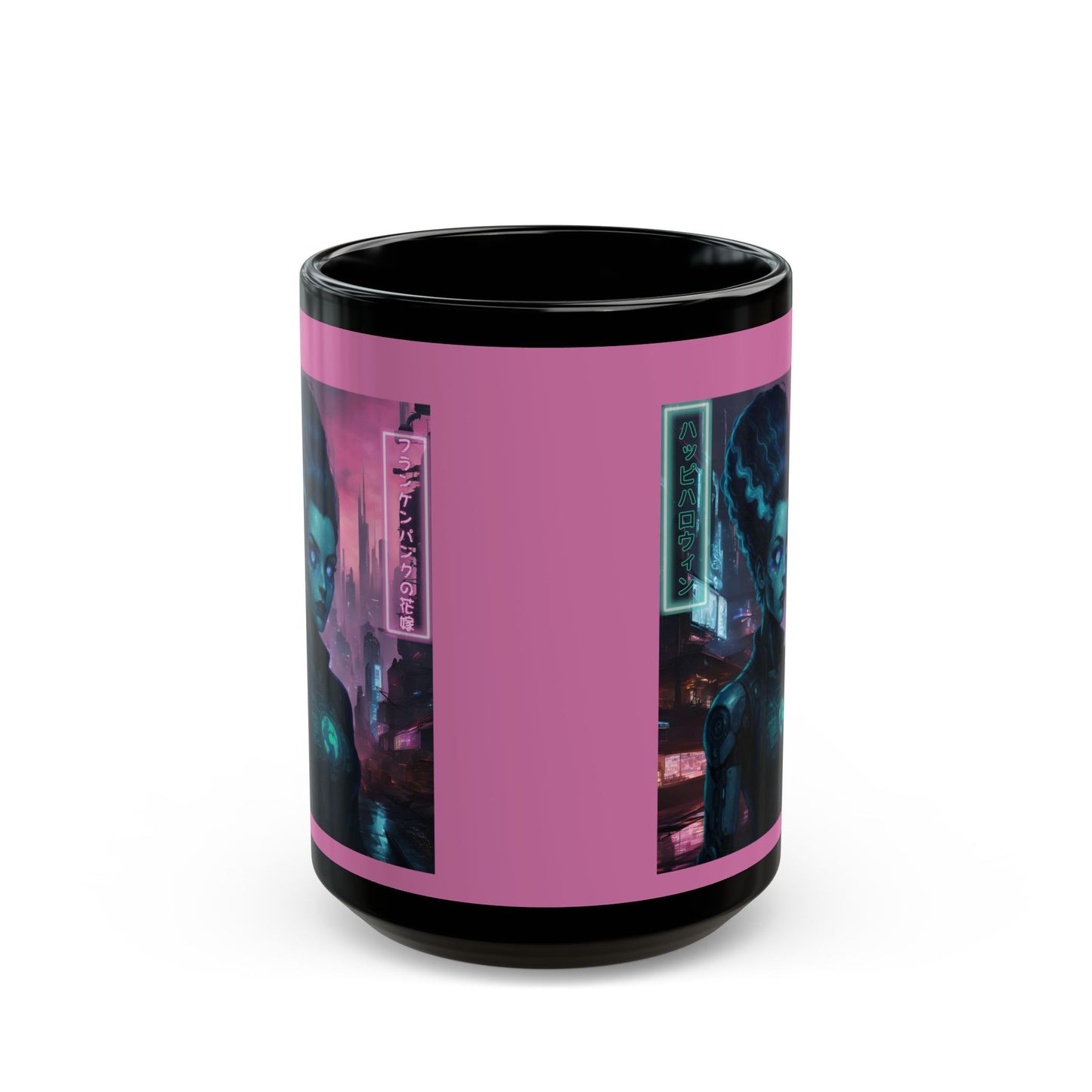 Neon Bride of Frankenstein Pink Mug by CreepyCrafts.boo