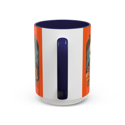 Blessed Samhain Cute Witch Orange font Orange Accent Mug by CreepyCrafts.boo
