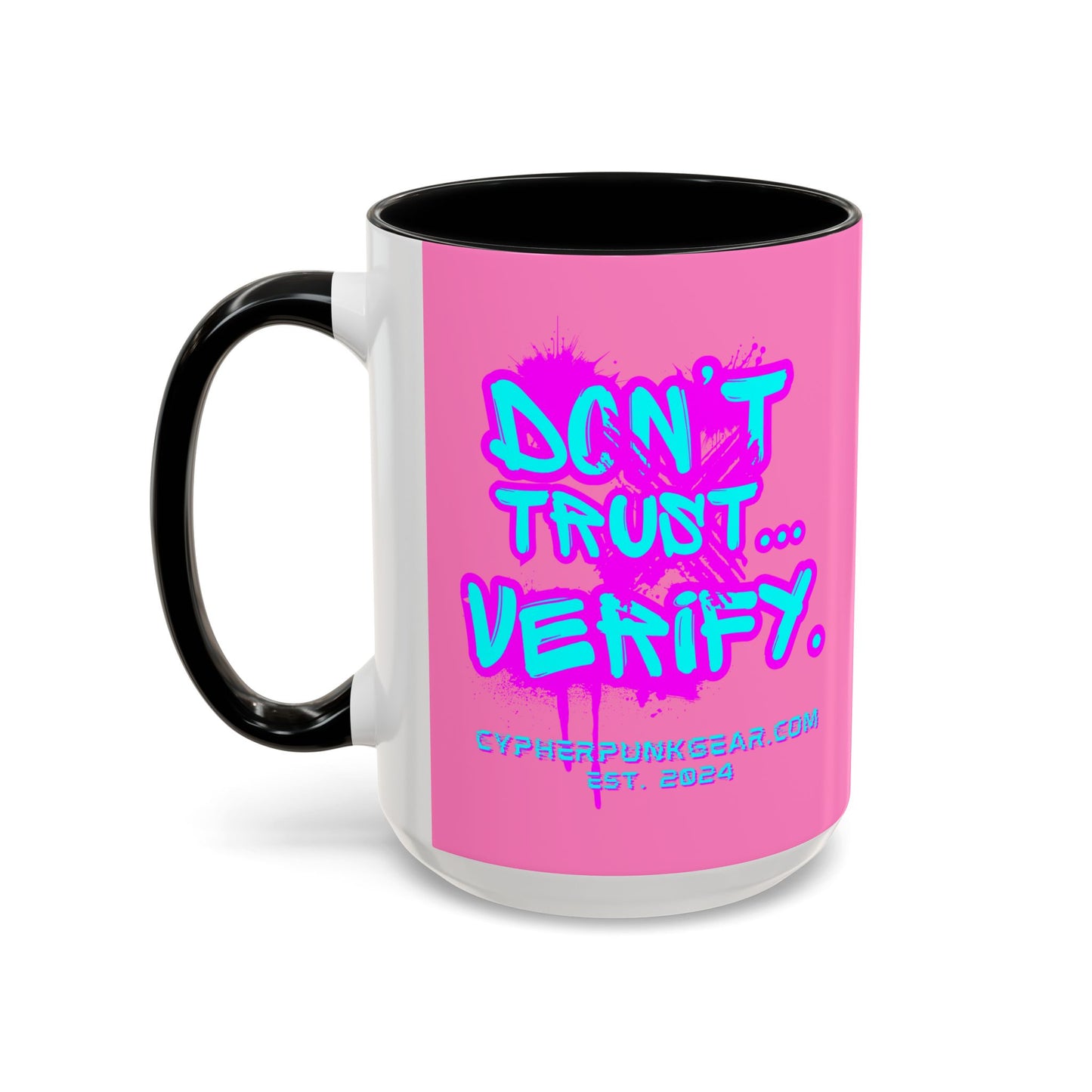 Don't Trust...Verify. Light Pink Accent Mug by cypherpunkgear.com