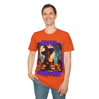 Happy Halloween Cute Witch PRfont LTcolors Unisex T-Shirt by cypherpunkgear