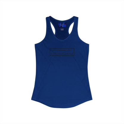 don't assume your freedoms are assured, Black font, Women's Racerback Tank Top by cypherpunkgear.com