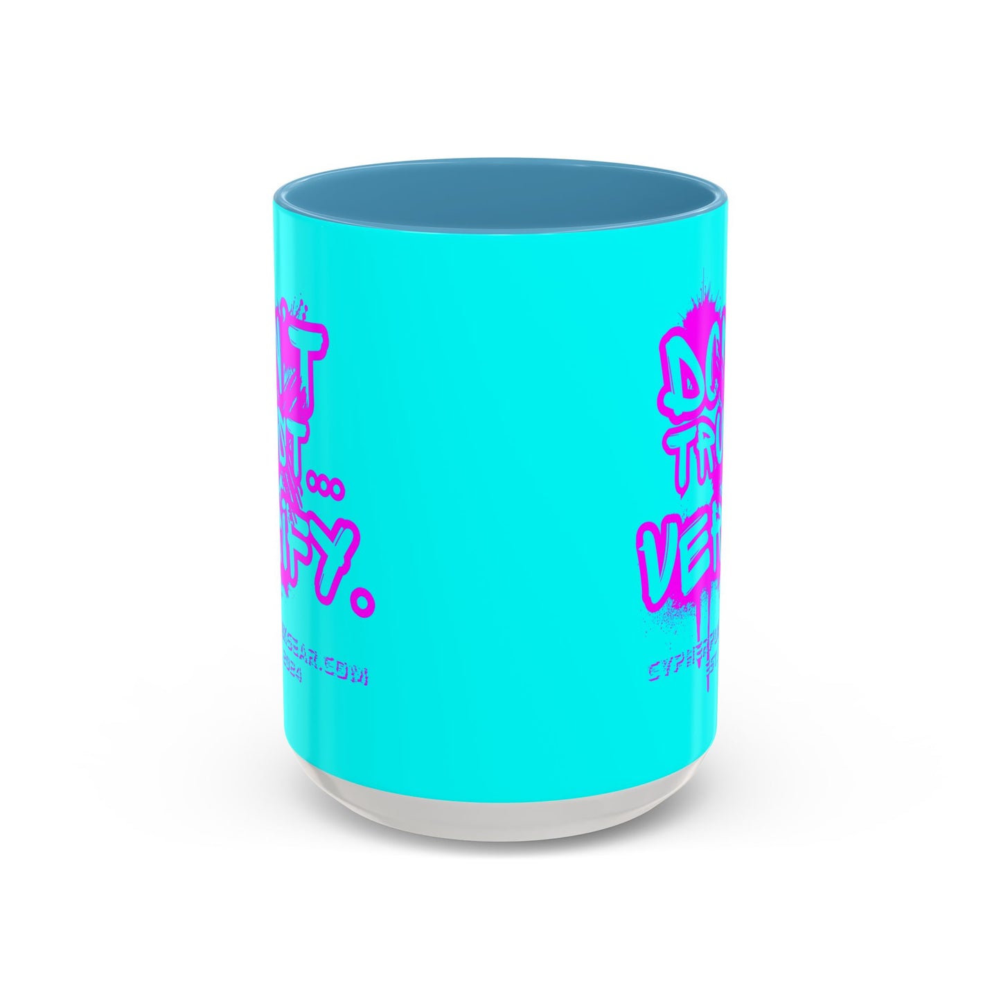 Don't Trust...Verify. Cyan Accent Mug by cypherpunkgear.com