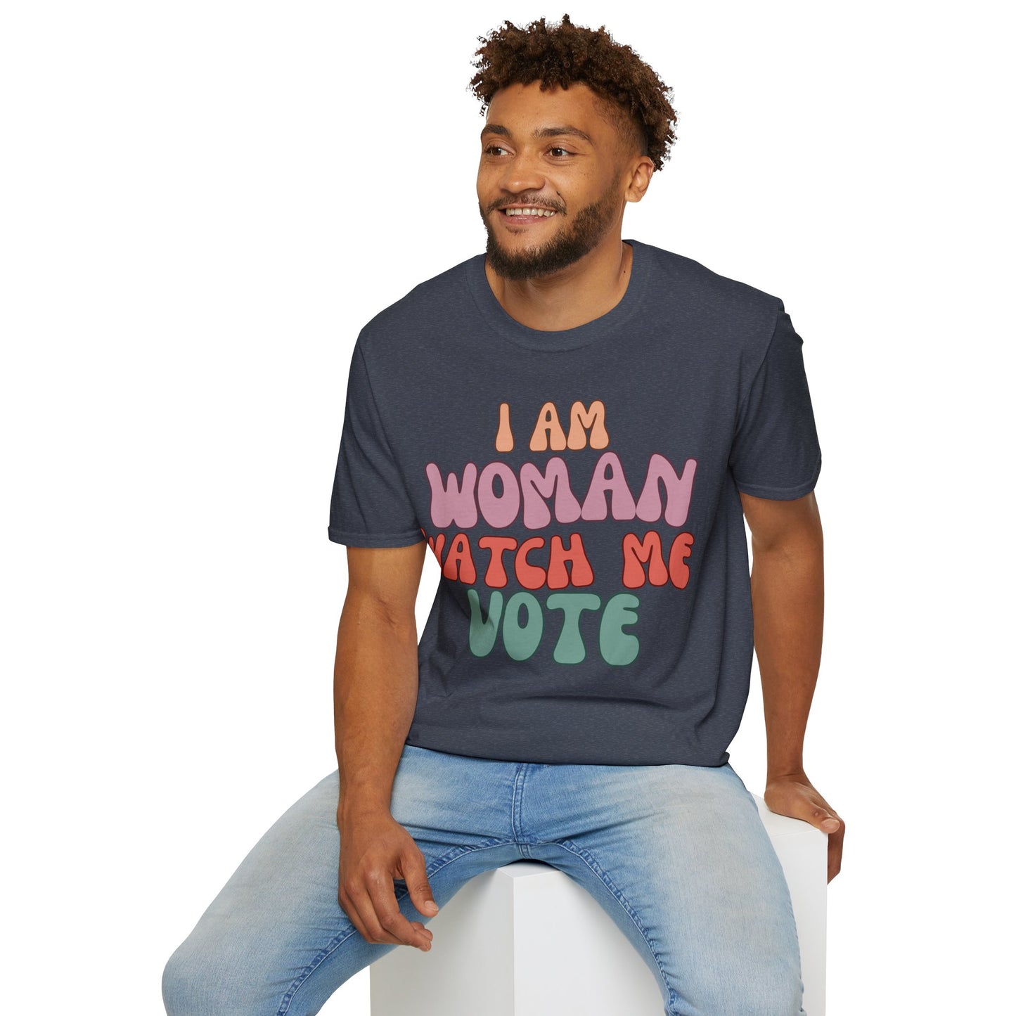 I Am Woman Watch Me Vote Dark colors Unisex T-Shirt by cypherpunkgear.com