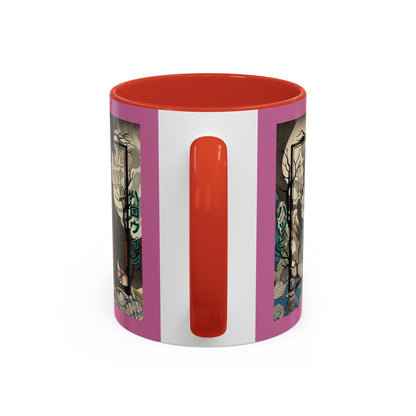 Yōkai Happy Halloween Pink Accent Mug by CreepyCrafts.boo