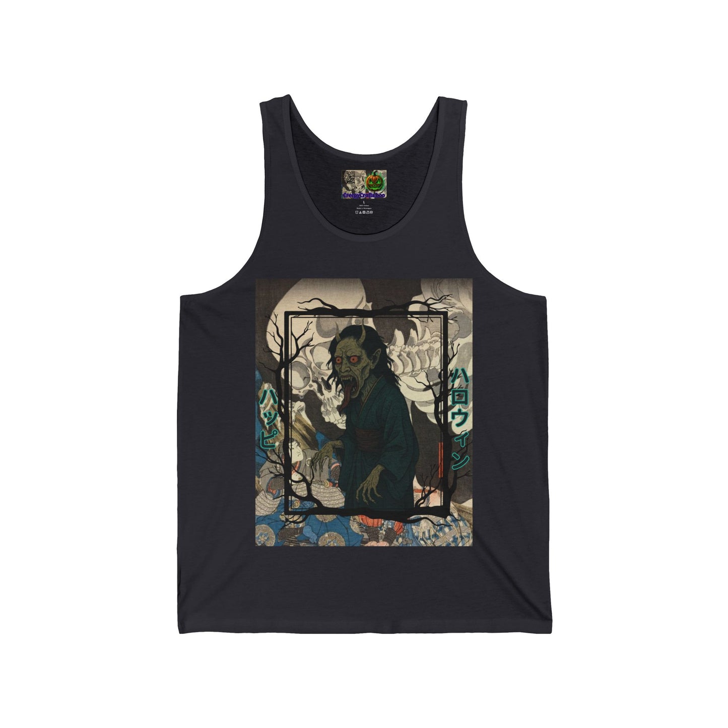 Yōkai Happy Halloween Unisex Jersey Tank Top by CreepyCrafts.boo