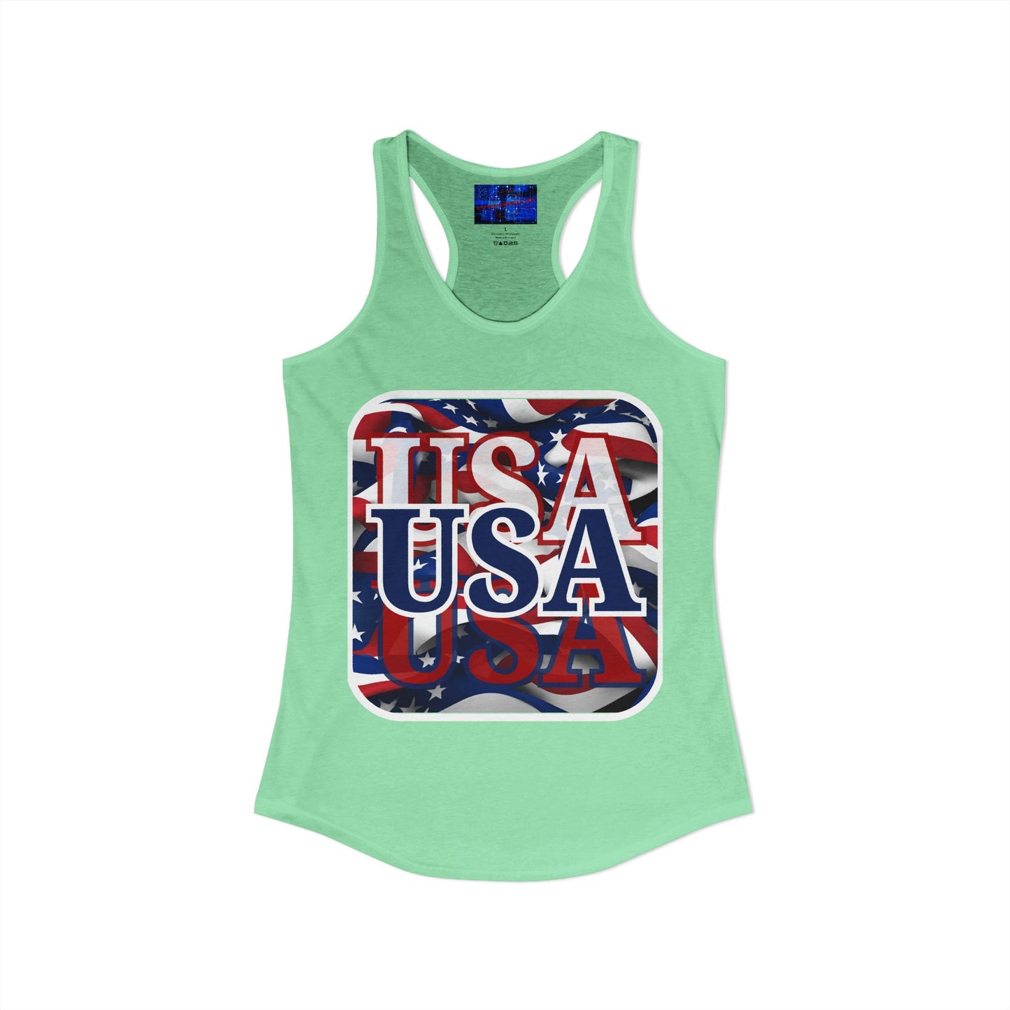 Red White and BLUE USA Patriot Women's Racerback Tank Top by cypherpunkgear.com