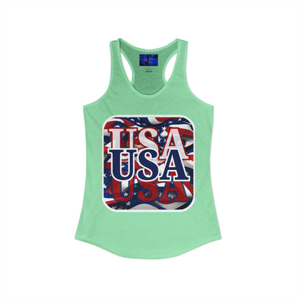Red White and BLUE USA Patriot Women's Racerback Tank Top by cypherpunkgear.com