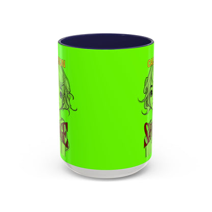 Caution, Savage Light Green Accent Mug by cypherpunkgear.com