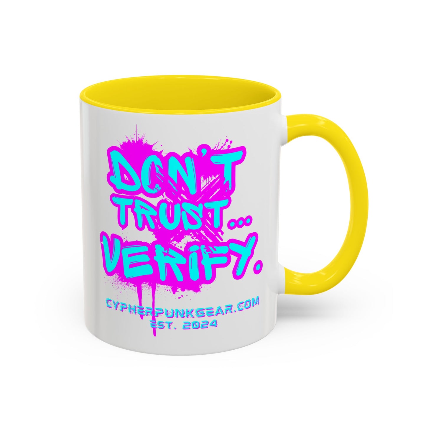 Don't Trust...Verify. White Accent Mug by cypherpunkgear.com