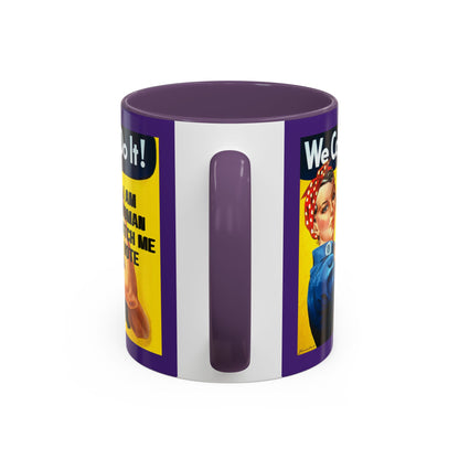 I Am Woman Watch Me Vote Rosie Dark Purple Accent Mug by cypherpunkgear.com