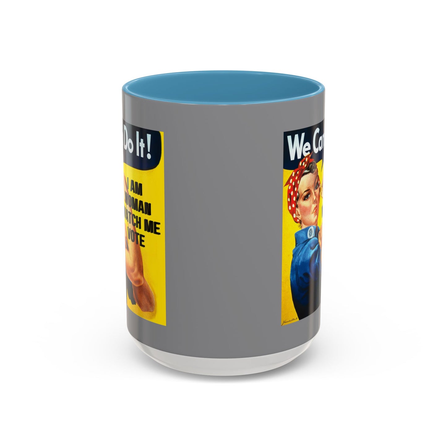 I Am Woman Watch Me Vote Rosie Grey Accent Mug by cypherpunkgear.com