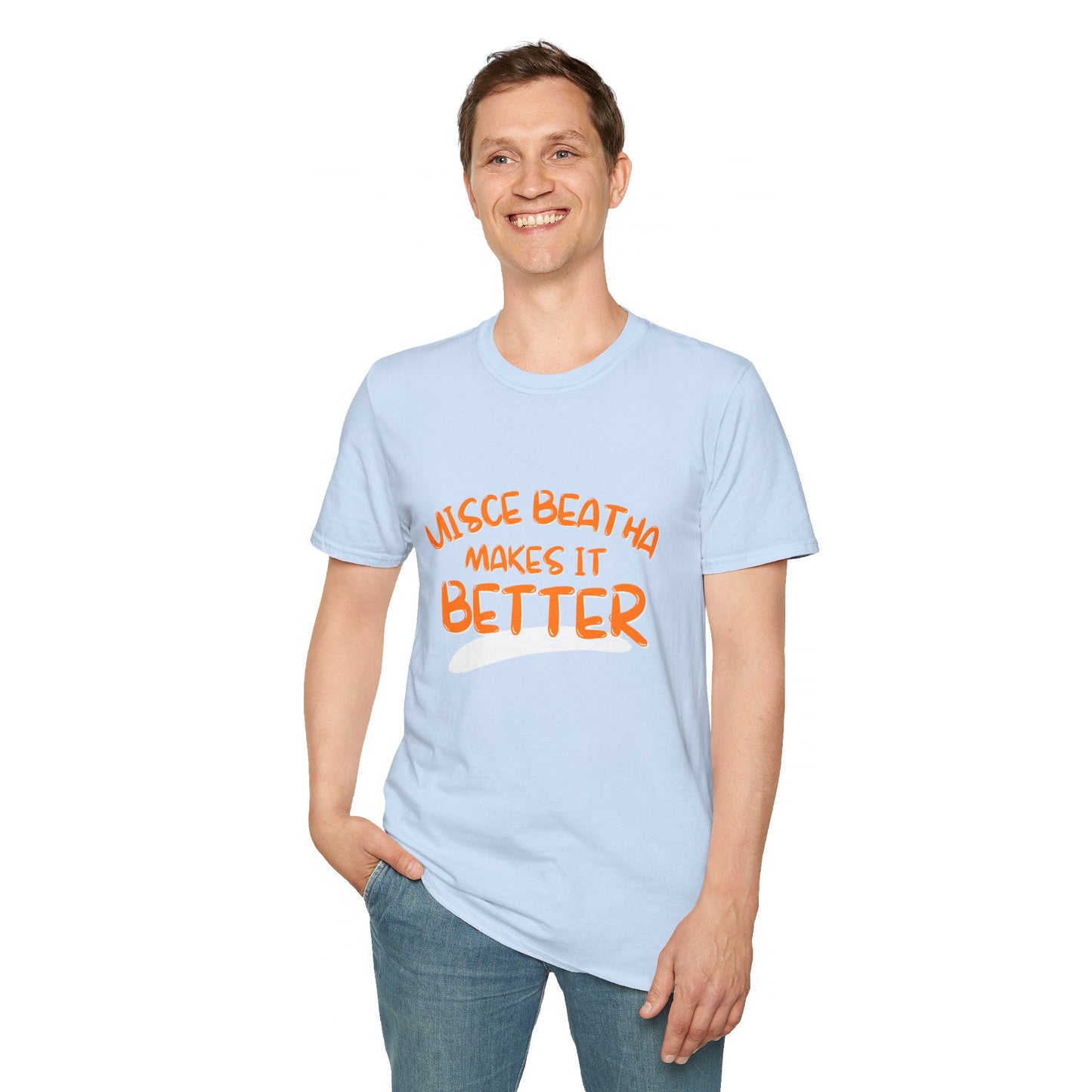 Uisce Beatha makes it better OGfont LTcolors Unisex T-Shirt by cypherpunkgear