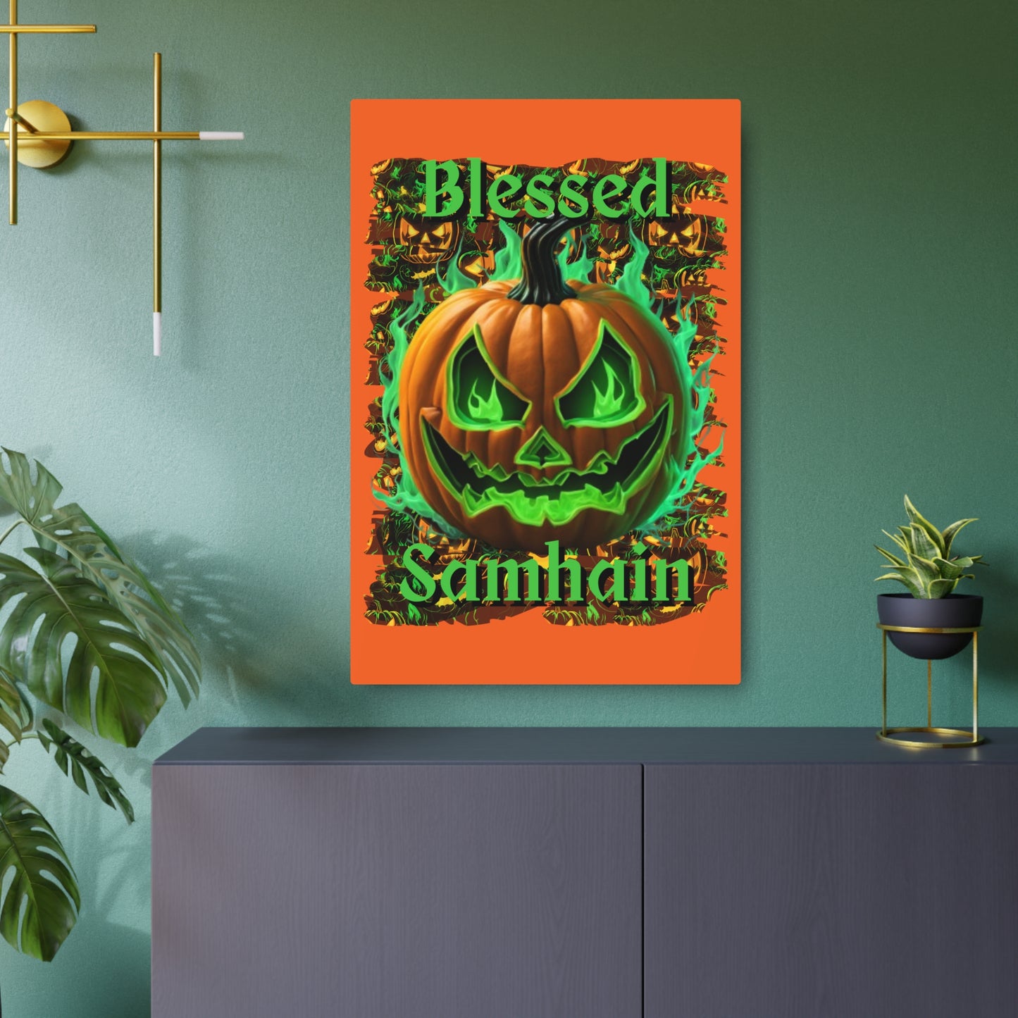 Blessed Samhain Green Jack Metal Art Sign by cypherpunkgear