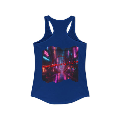 2-sided, cypherpunkgear.com Logo & Cityscape Women's Racerback Tank Top by cypherpunkgear.com