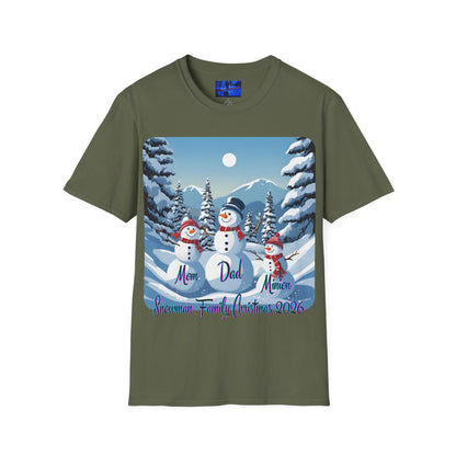 Snowman Family of 3 Dark colors Unisex T-Shirt by cypherpunkgear.com
