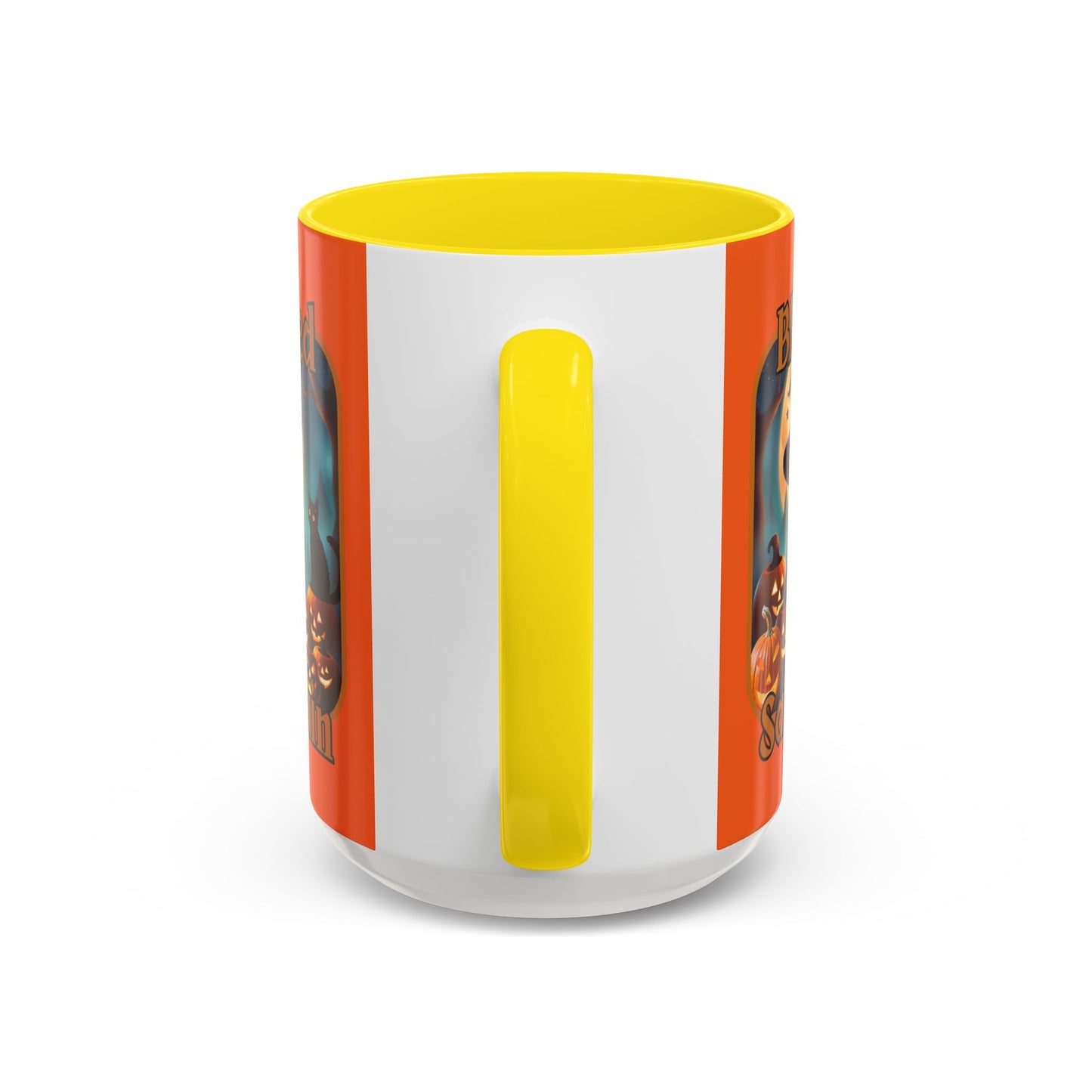 Blessed Samhain Cute Witch Orange font Orange Accent Mug by CreepyCrafts.boo