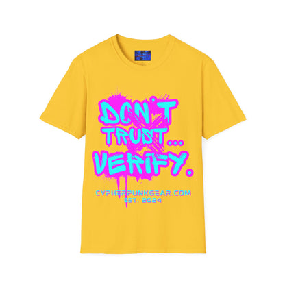 Don't Trust...Verify. Light colors Unisex T-Shirt by cypherpunkgear.com