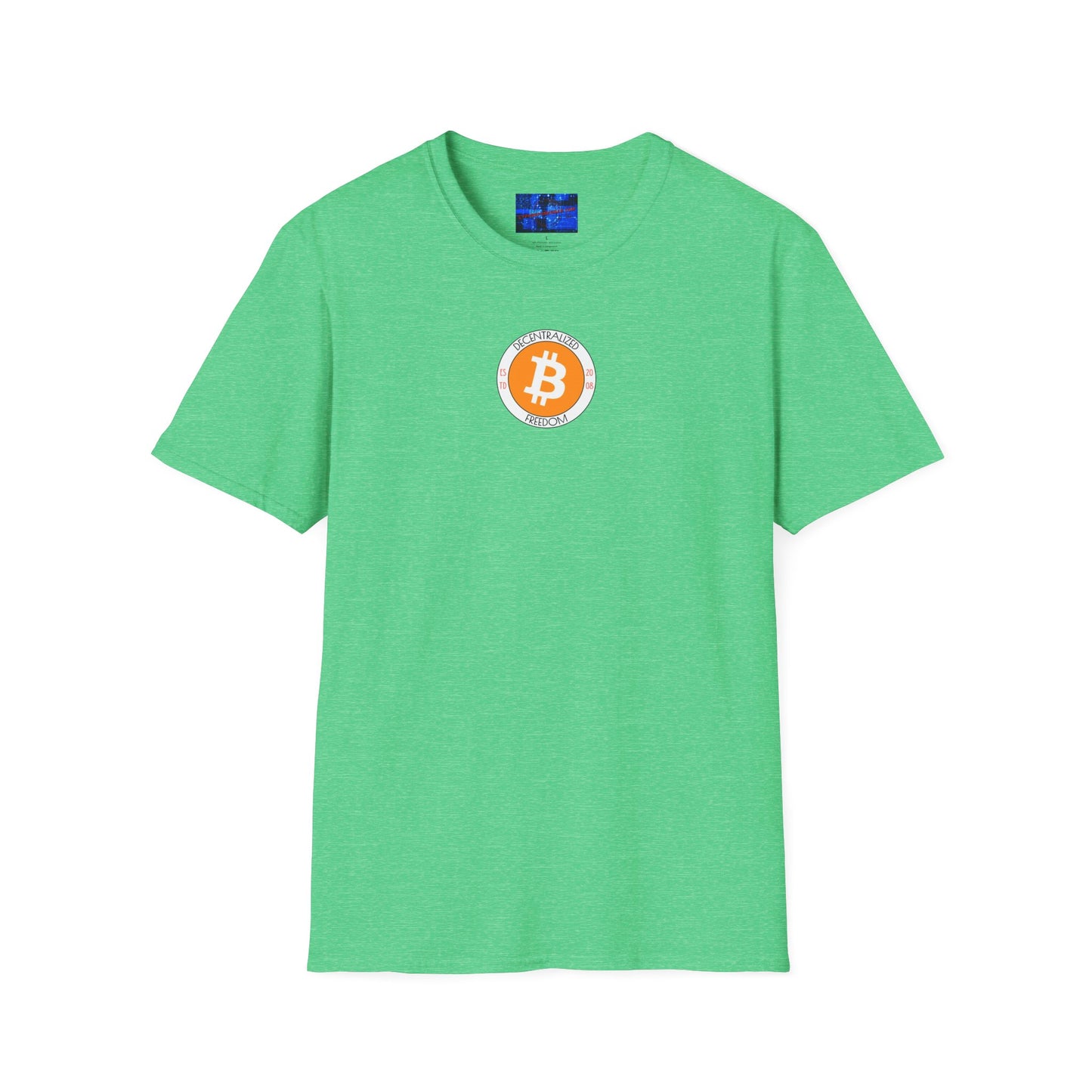 2-sided, Bitcoin (BTC) Decentralized Freedom Dark colors Unisex T-Shirt by cypherpunkgear.com
