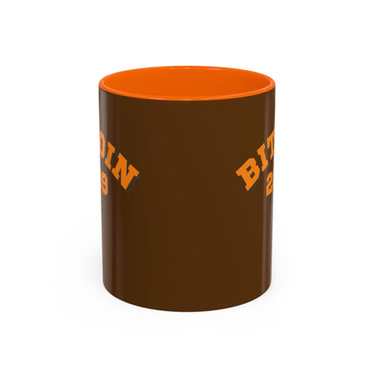 Bitcoin 2009 Brown Accent Mug by cypherpunkgear.com