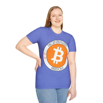 Bitcoin Decentralized Freedom LTcolors Unisex T-Shirt by cypherpunkgear.com