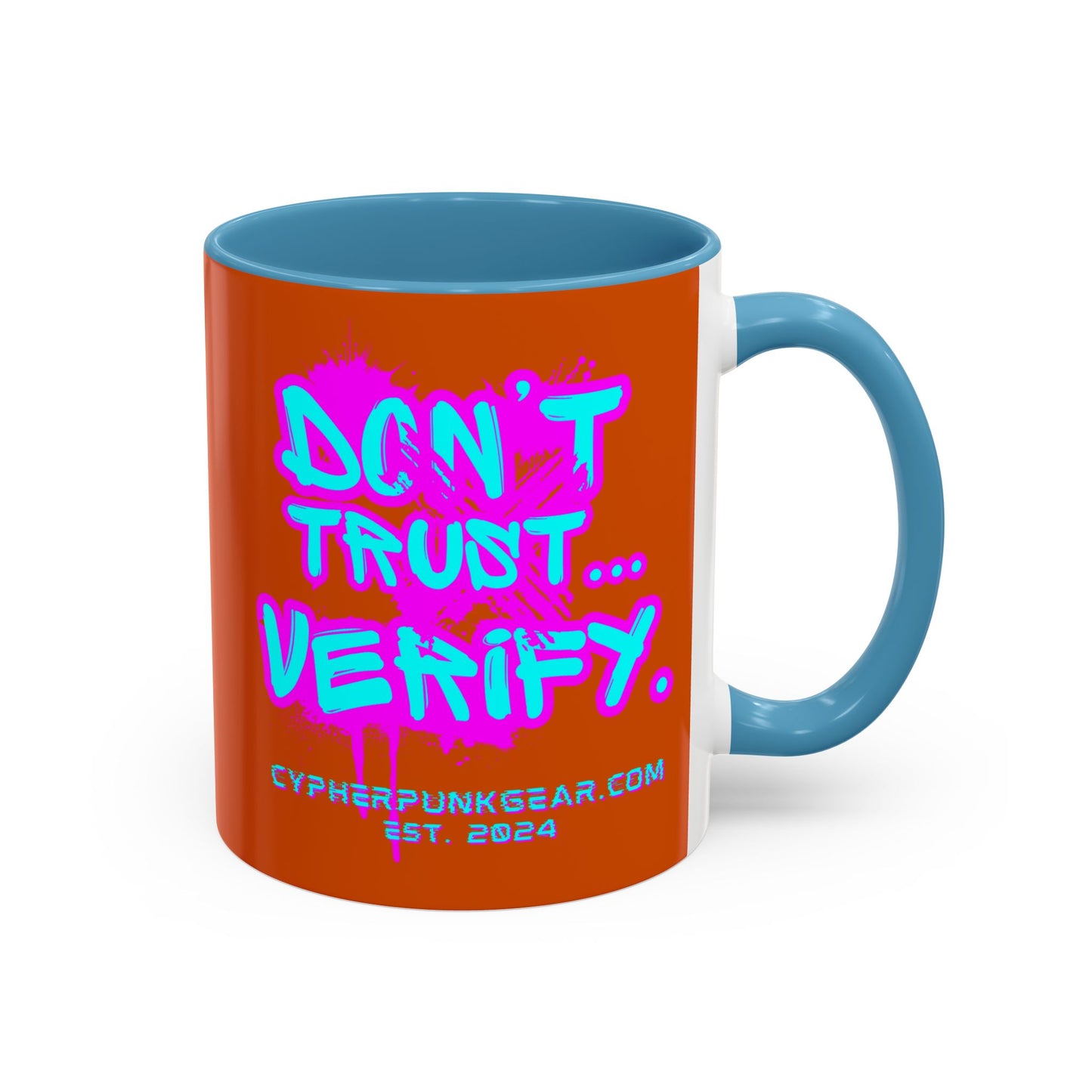 Don't Trust...Verify. Orange Accent Mug by cypherpunkgear.com