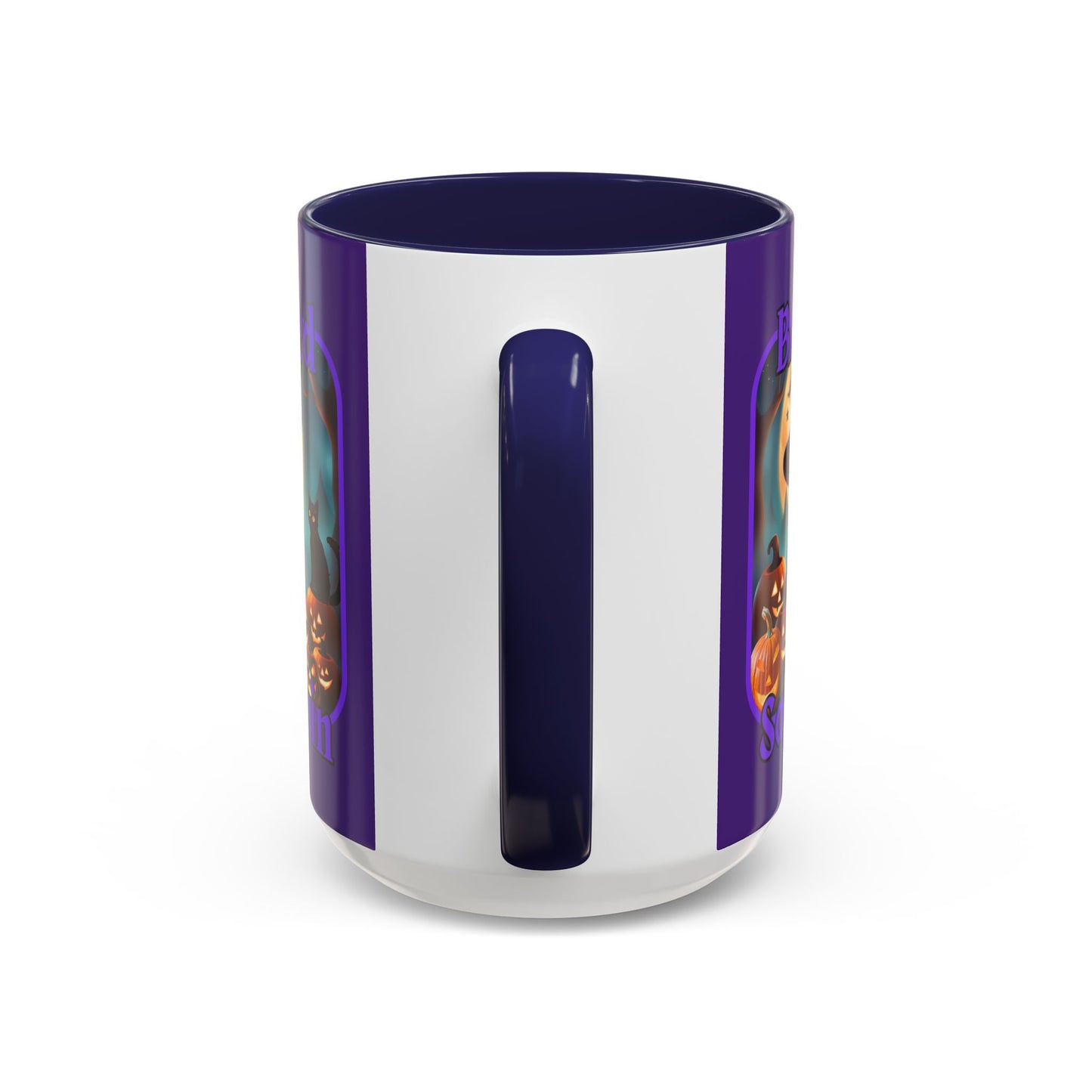 Blessed Samhain Cute Witch Purple font Purple Accent Mug by CreepyCrafts.boo