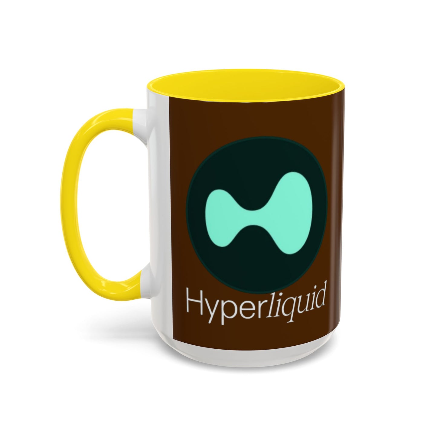 Hyperliquid White font Brown Accent Mug by cypherpunkgear.com